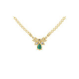 1.76Tcw Pear Shaped Emerald Drop Pendant Lab Gown Diamond 14K Gold Necklace