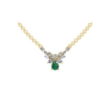 1.76Tcw Pear Shaped Emerald Drop Pendant Lab Gown Diamond 14K Gold Necklace