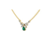 1.76Tcw Pear Shaped Emerald Drop Pendant Lab Gown Diamond 14K Gold Necklace