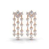 14K Fine Gold Round Cut Lab Grown Diamond 1.38Ct Stunning Dangle Earrings