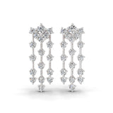 14K Fine Gold Round Cut Lab Grown Diamond 1.38Ct Stunning Dangle Earrings