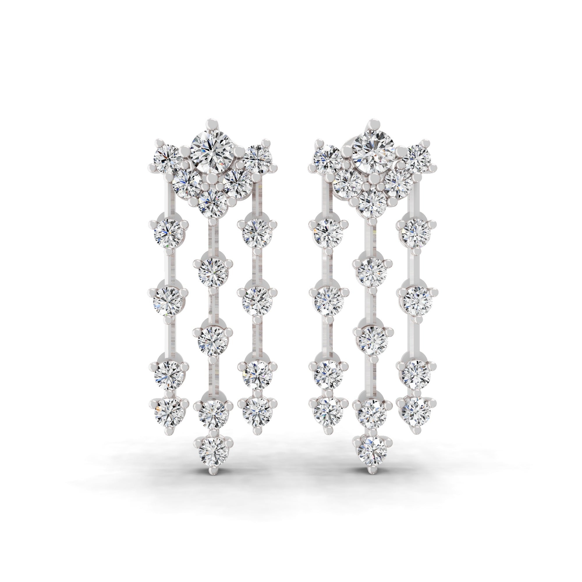 14K Fine Gold Round Cut Lab Grown Diamond 1.38Ct Stunning Dangle Earrings