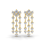 14K Fine Gold Round Cut Lab Grown Diamond 1.38Ct Stunning Dangle Earrings