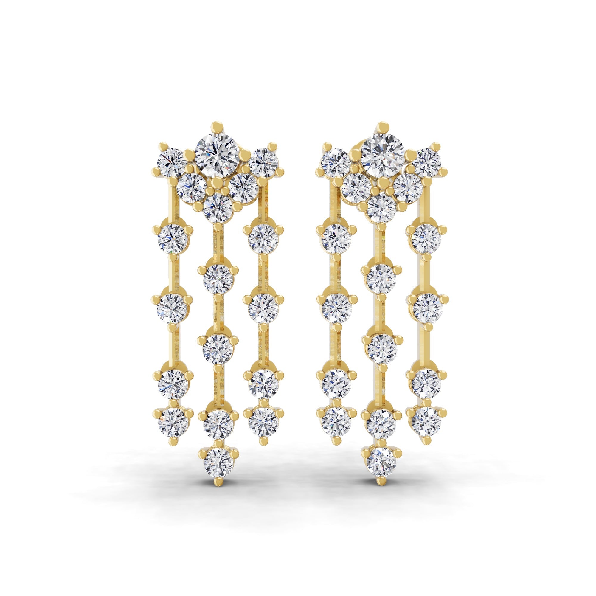 14K Fine Gold Round Cut Lab Grown Diamond 1.38Ct Stunning Dangle Earrings