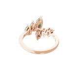 14K Gold Emerald Lab Grown Pear Cut Diamond Open Style Promise Ring 1.53Tcw