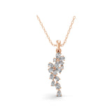 Floral Cluster Lab Grown Diamond Round Pear Pendant 14K Gold Necklace 1.40Ct