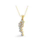 Floral Cluster Lab Grown Diamond Round Pear Pendant 14K Gold Necklace 1.40Ct