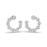 14K Fine Gold Lab Grown Pear Round Cut Diamond Hoop Earrings 2.75Ct