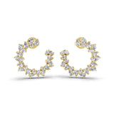 14K Fine Gold Lab Grown Pear Round Cut Diamond Hoop Earrings 2.75Ct