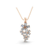 3.15Ct Floral Design Pendant Lab Grown Pear Cut Diamond 14K Fine Gold Necklace