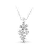 3.15Ct Floral Design Pendant Lab Grown Pear Cut Diamond 14K Fine Gold Necklace