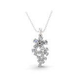 3.15Ct Floral Design Pendant Lab Grown Pear Cut Diamond 14K Fine Gold Necklace