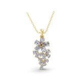 3.15Ct Floral Design Pendant Lab Grown Pear Cut Diamond 14K Fine Gold Necklace