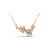 14K Fine Gold Floral Cluster Round Marquise Lab Grown Diamond Pendant Necklace 1.45Ct