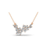 14K Fine Gold Floral Cluster Round Marquise Lab Grown Diamond Pendant Necklace 1.45Ct