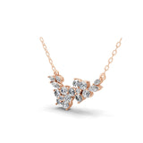 14K Fine Gold Floral Cluster Round Marquise Lab Grown Diamond Pendant Necklace 1.45Ct