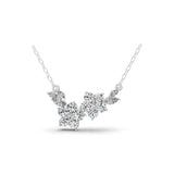 14K Fine Gold Floral Cluster Round Marquise Lab Grown Diamond Pendant Necklace 1.45Ct