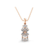 Pear Marquise Lab Grown Diamond 14K Gold Floral Pendant Necklace 1.41Ct