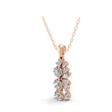 Pear Marquise Lab Grown Diamond 14K Gold Floral Pendant Necklace 1.41Ct
