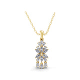Pear Marquise Lab Grown Diamond 14K Gold Floral Pendant Necklace 1.41Ct