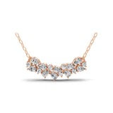 14K Fine Gold Pear Round lab Grown Diamond Cluster Necklace 0.88Ct