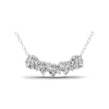 14K Fine Gold Pear Round lab Grown Diamond Cluster Necklace 0.88Ct