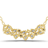 14K Fine Gold Pear Round lab Grown Diamond Cluster Necklace 0.88Ct