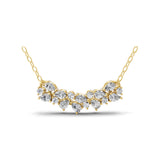 14K Fine Gold Pear Round lab Grown Diamond Cluster Necklace 0.88Ct