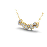 14K Fine Gold Pear Round lab Grown Diamond Cluster Necklace 0.88Ct