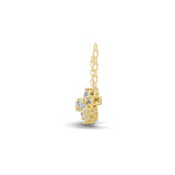 14K Fine Gold Pear Round lab Grown Diamond Cluster Necklace 0.88Ct