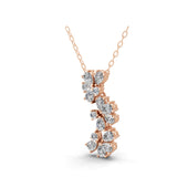1.61Ct Pear Round Cut Lab Grown Diamond Cluster Pendant Necklace 14K Fine Gold
