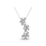 1.61Ct Pear Round Cut Lab Grown Diamond Cluster Pendant Necklace 14K Fine Gold