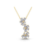 1.61Ct Pear Round Cut Lab Grown Diamond Cluster Pendant Necklace 14K Fine Gold