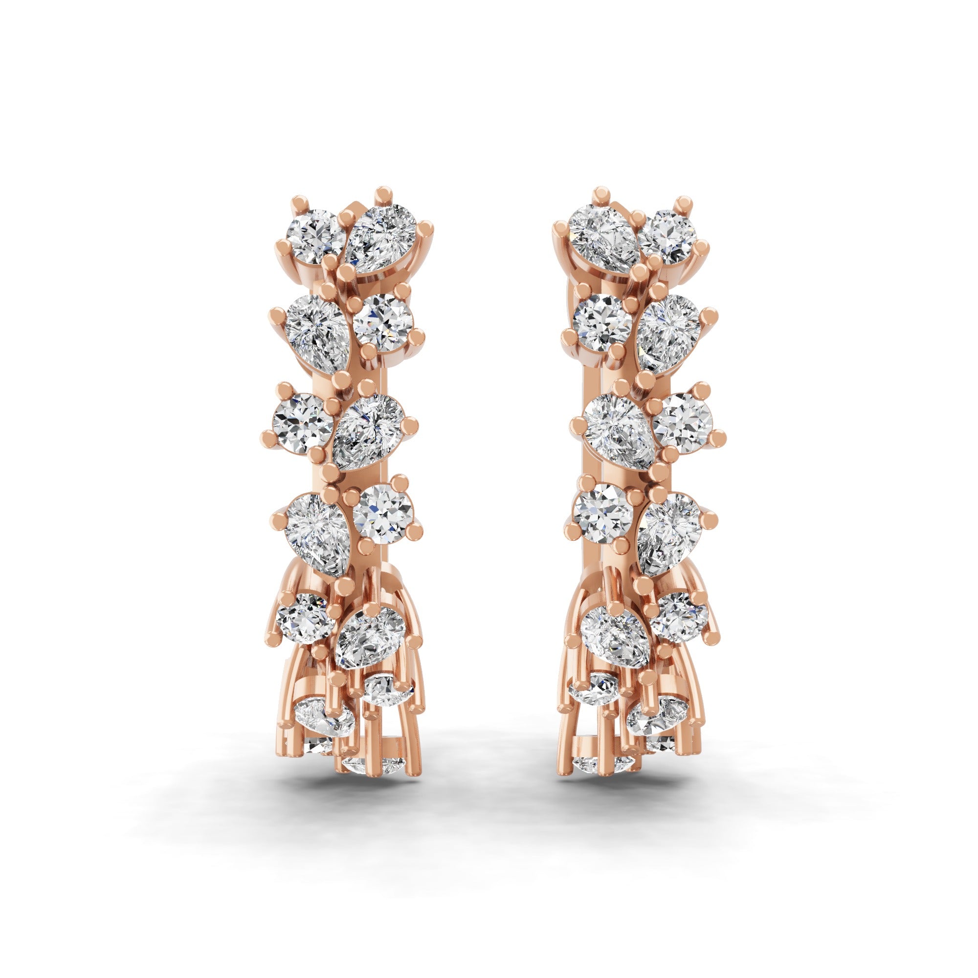 Round Brilliant and Pear Shaped Lab Grown Diamond 1.27Ct Gold Huggie Earring