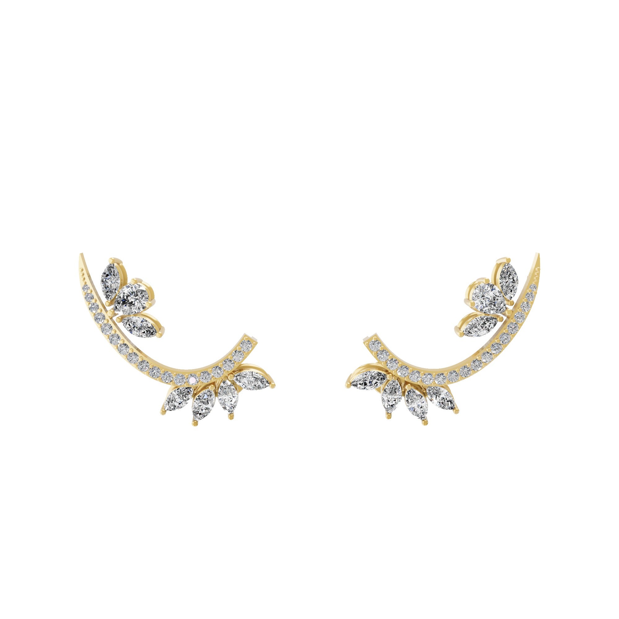 Lab Grown Diamond Ear Crawlers Earring 1.77Ct 14K Fine Gold