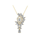 Lab Grown Multi Shape Diamond 14K Fine Gold Cluster Pendant Necklace 5.18Ct