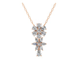 Floral Pendant Cascading Cluster 14K Fine Gold Necklace 1.79Ct Lab Grown Diamond