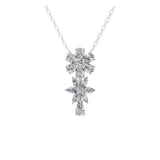 Floral Pendant Cascading Cluster 14K Fine Gold Necklace 1.79Ct Lab Grown Diamond