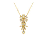 Floral Pendant Cascading Cluster 14K Fine Gold Necklace 1.79Ct Lab Grown Diamond