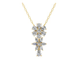Floral Pendant Cascading Cluster 14K Fine Gold Necklace 1.79Ct Lab Grown Diamond