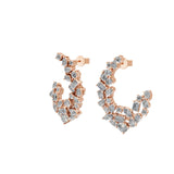 3.26Ct Lab Grown Multi Shape Diamond 14K Fine Gold Open Hoop Earrings