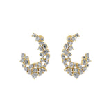 3.26Ct Lab Grown Multi Shape Diamond 14K Fine Gold Open Hoop Earrings