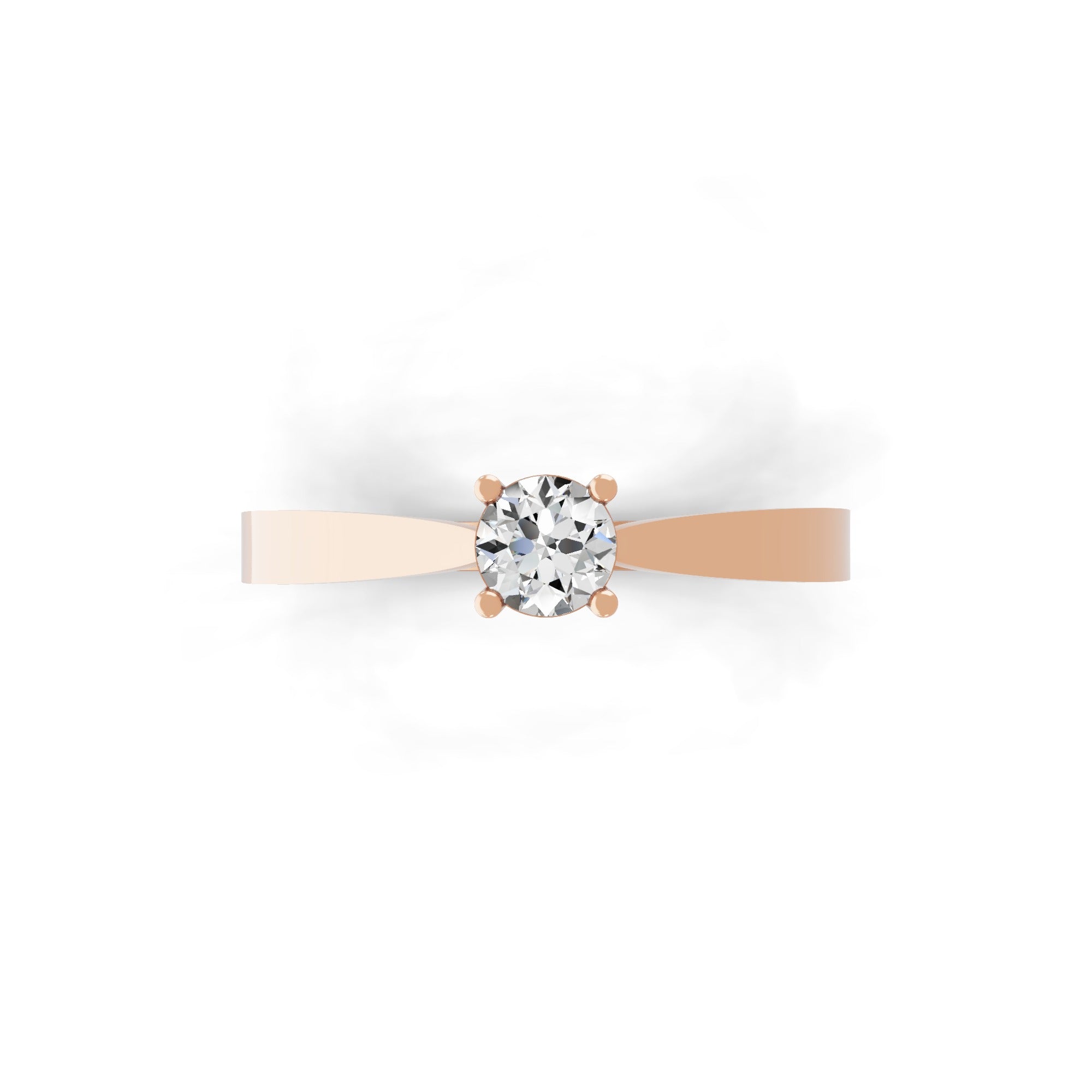 Lab Grown Diamond 0.25Ct Round Cut Solitaire Ring 14K Fine Gold