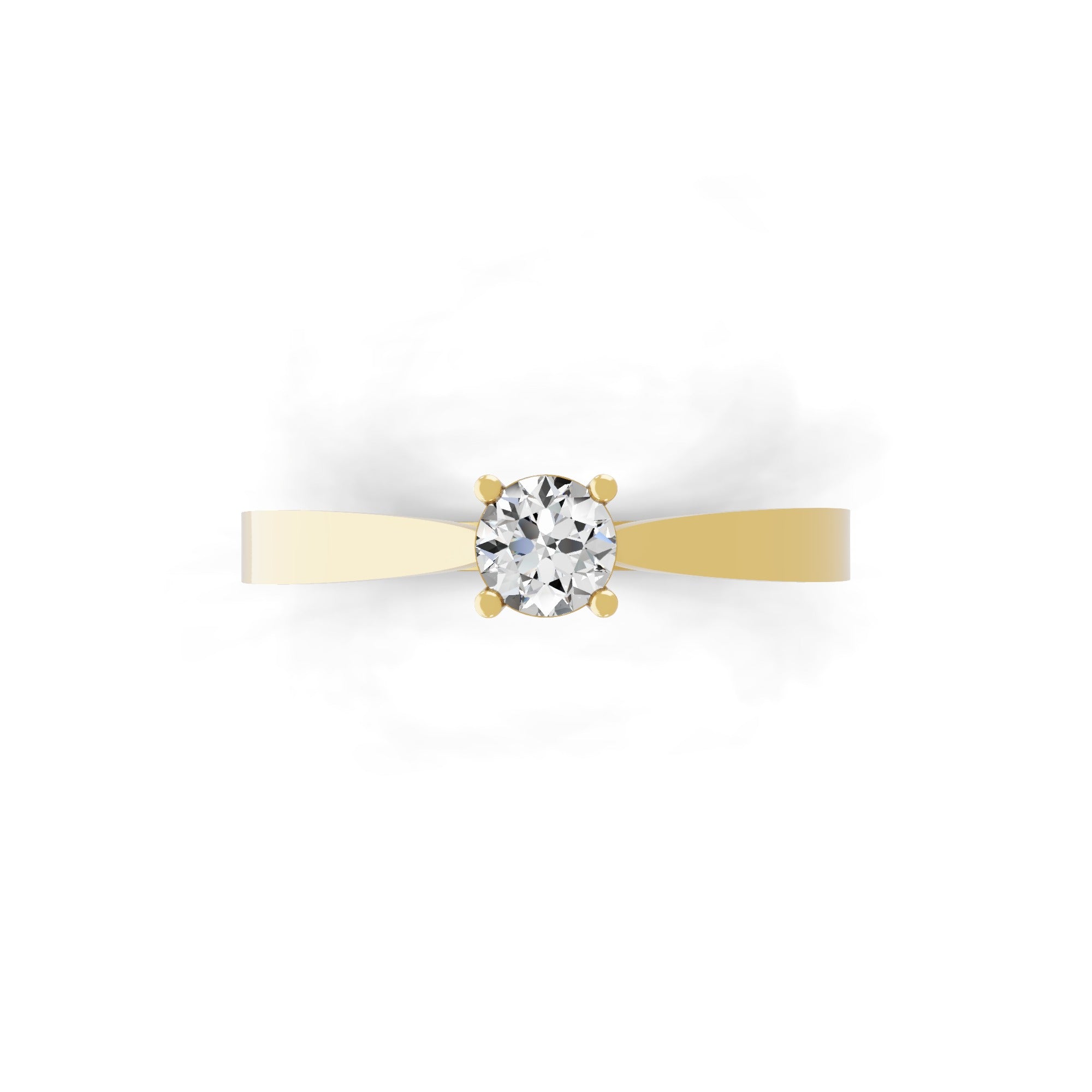 Lab Grown Diamond 0.25Ct Round Cut Solitaire Ring 14K Fine Gold
