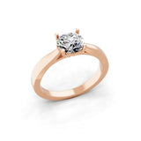 Round Solitaire 14K Fine Gold Lab Grown Diamond Ring 1.00Ct