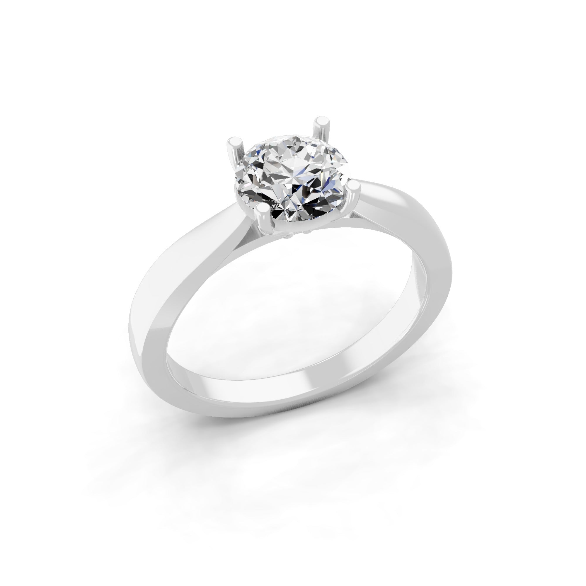 Round Solitaire 14K Fine Gold Lab Grown Diamond Ring 1.00Ct