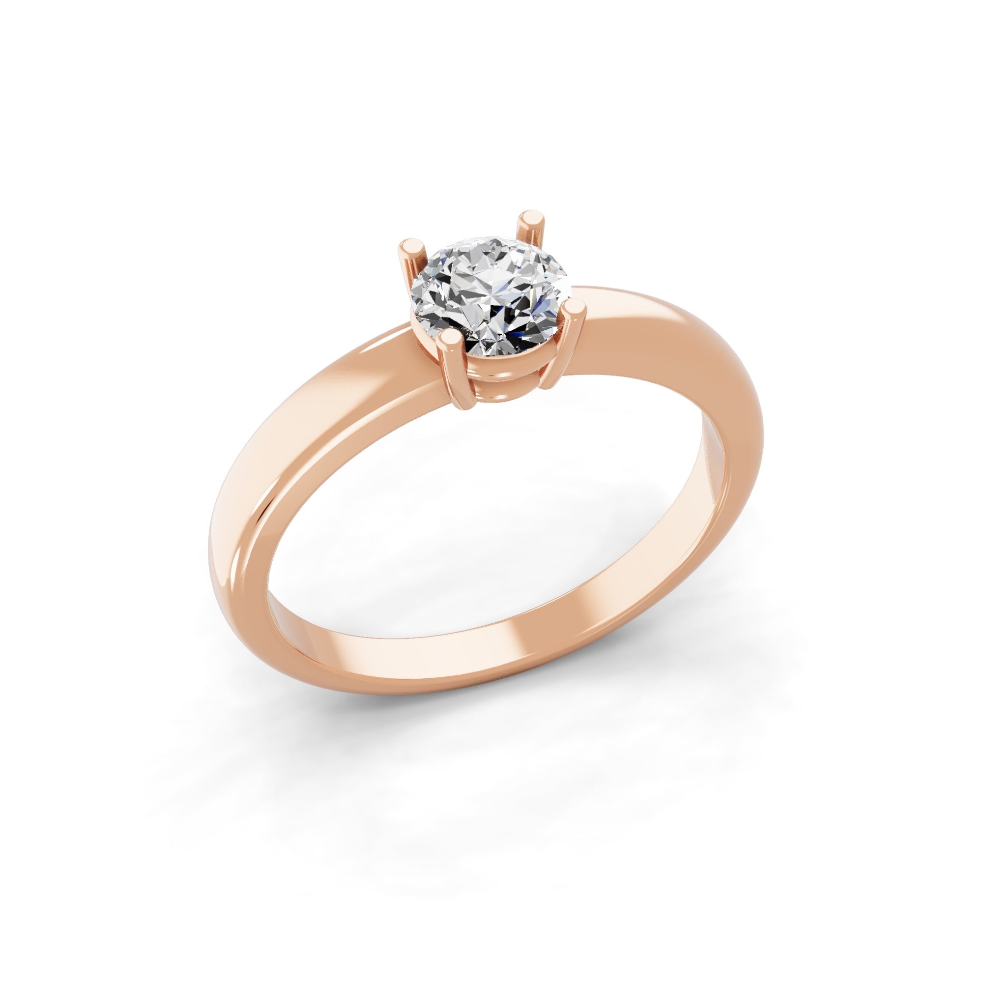 Lab Grown Round Cut Diamond 0.55Ct Solitaire 14K Fine Gold Ring
