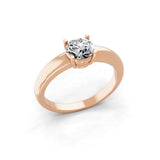 14K Fine Gold Round Solitaire Ring Lab Grown Diamond 0.75Ct