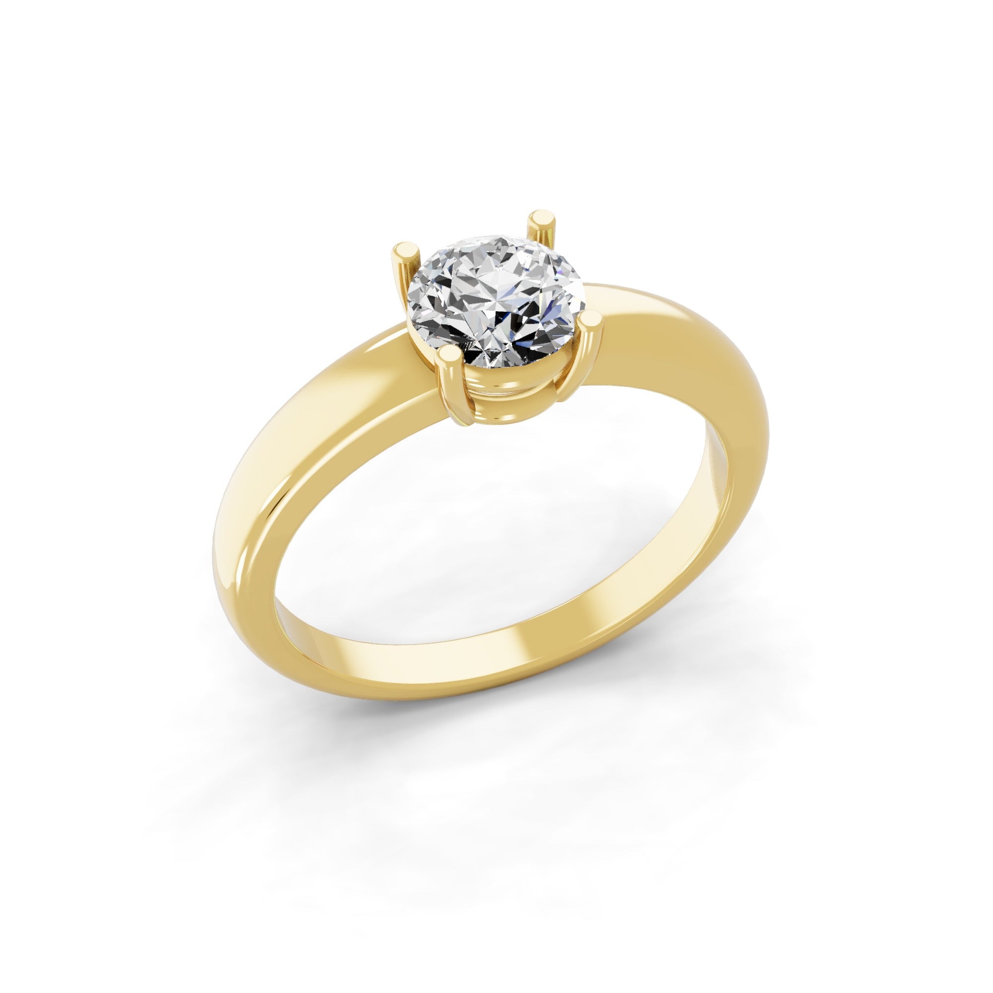14K Fine Gold Round Solitaire Ring Lab Grown Diamond 0.75Ct