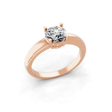 Solitaire Lab Grown Round Cut Diamond Ring 1.00Ct 14K Fine Gold